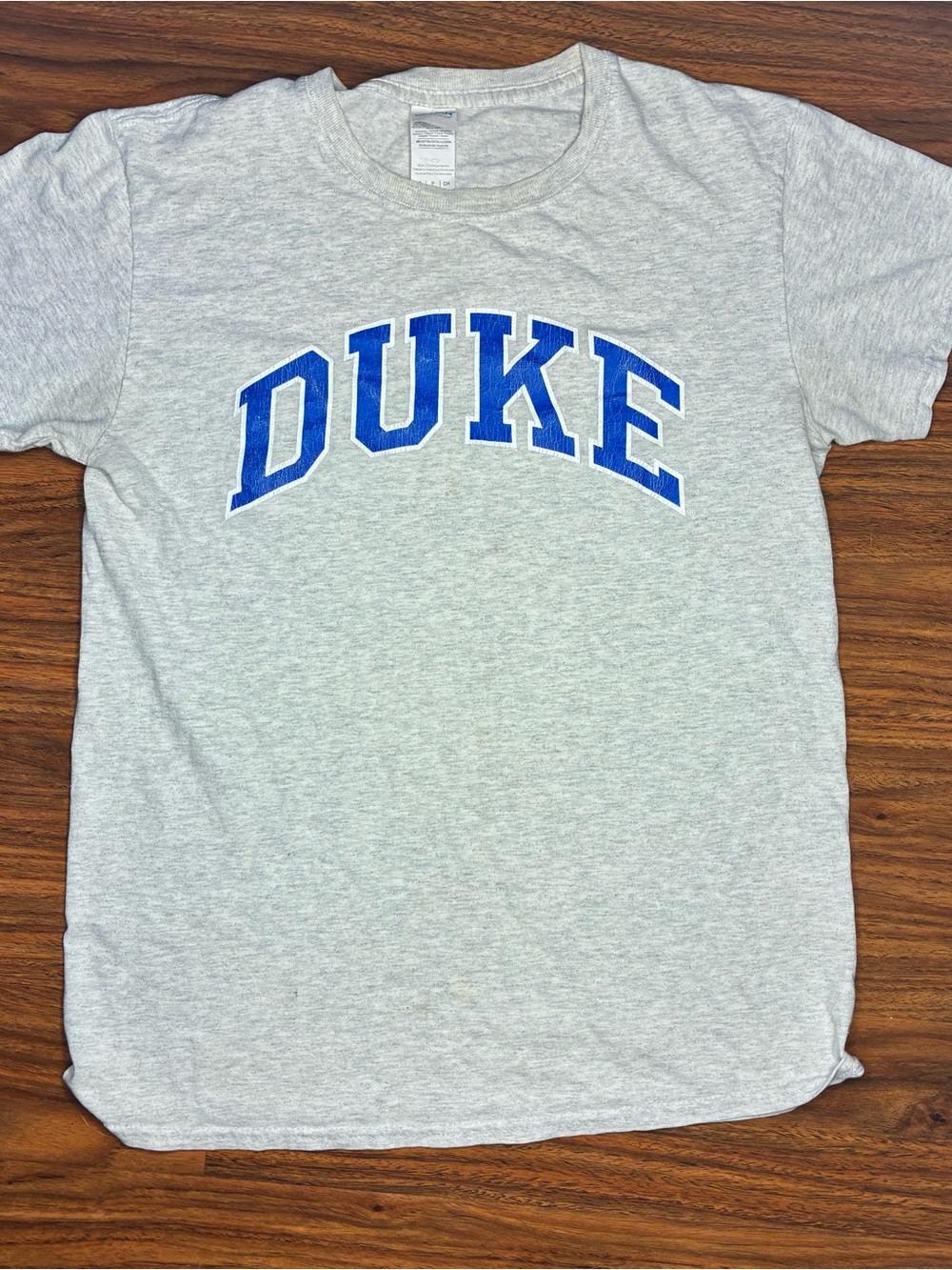 Gildan Gray Short Sleeve T-Shirt with Blue DUKE Arch